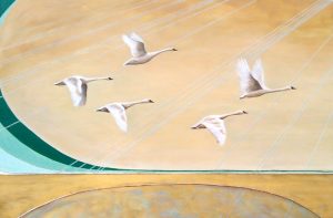 Westward Swans Signed Gilcée Print x mm