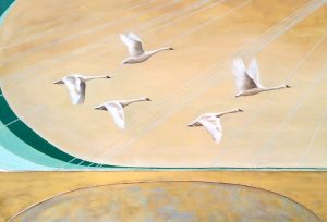 Westward Swans Oil on Canvas 92x65cm